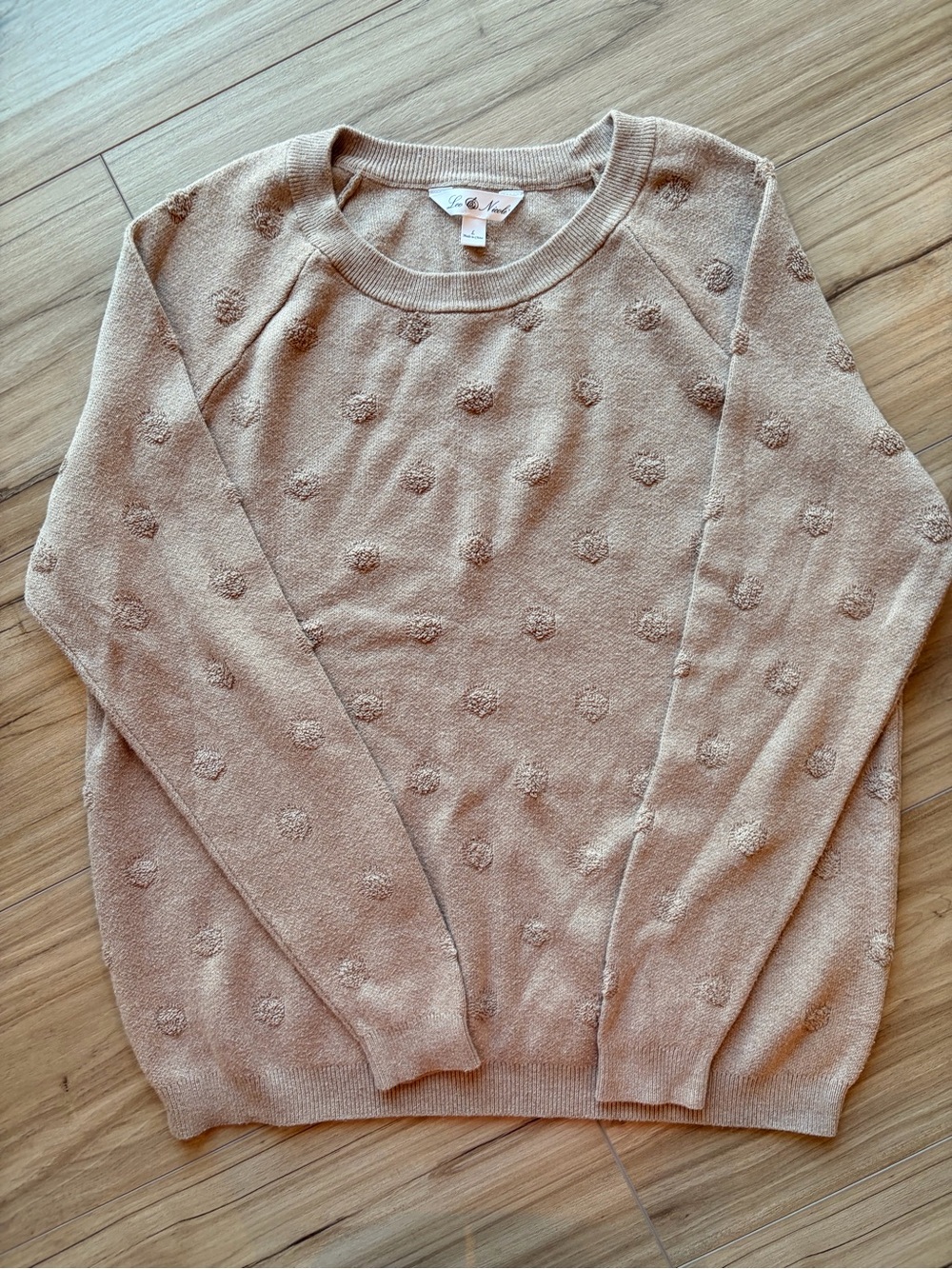 Leo Nicole Beige Textured Dot Knit Sweater Womens Large